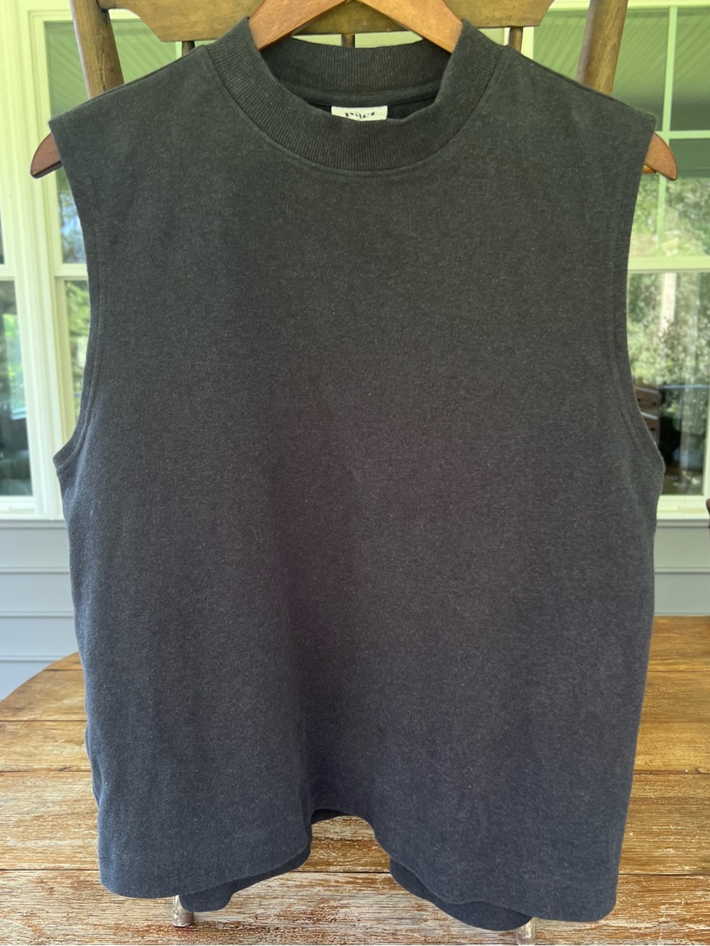 Pact 100% Organic Cotton Sleeveless Muscle Tee Sweatshirt Gray High Neck Size XL